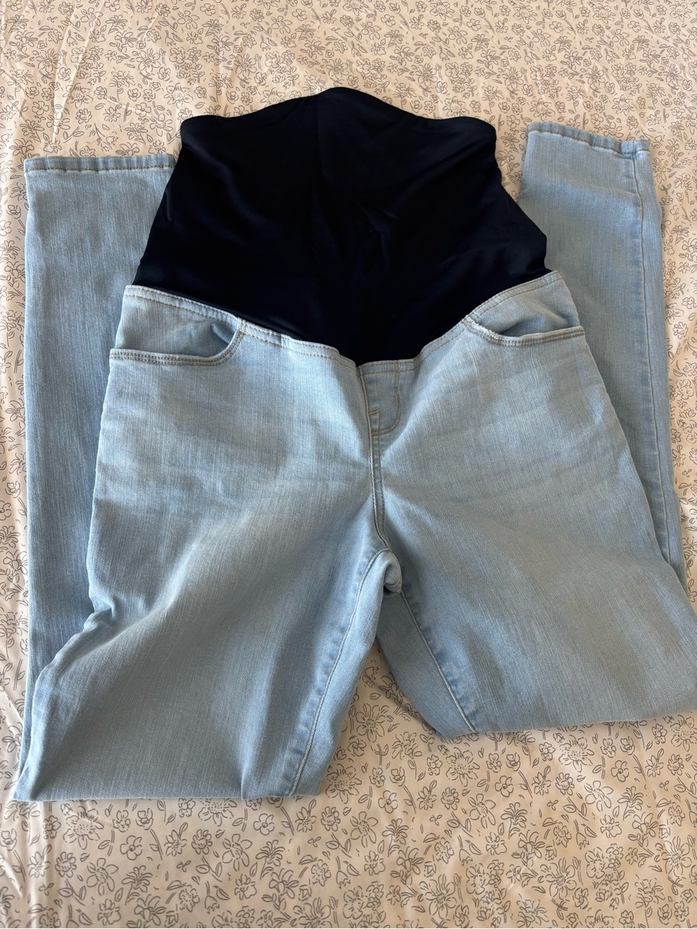 Target Light Blue Maternity Straight-Leg Jeans with Black Support Panel